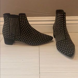 Topshop Black and Gold Studded Ankle Boots